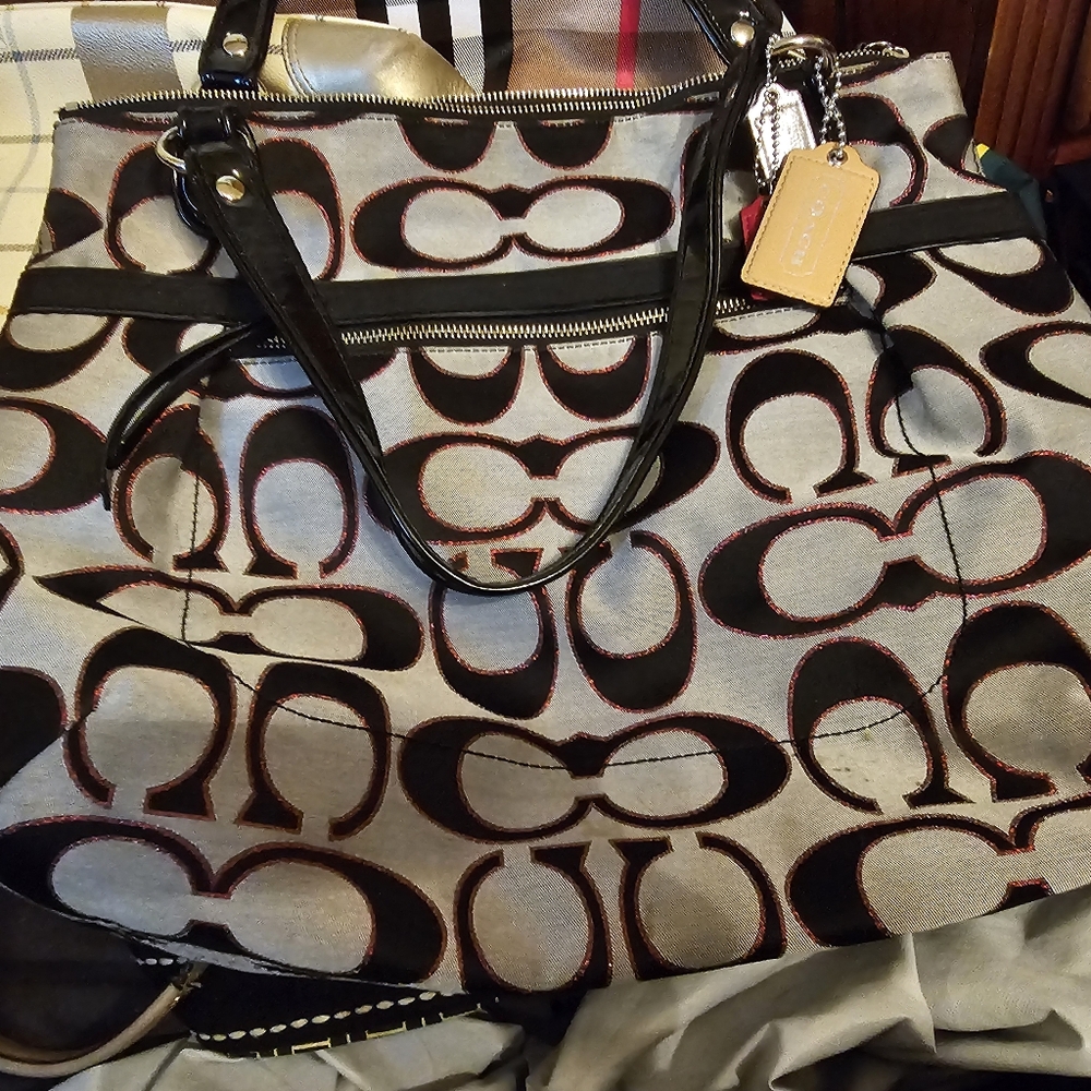 Coach Black and Gray Signature Tote